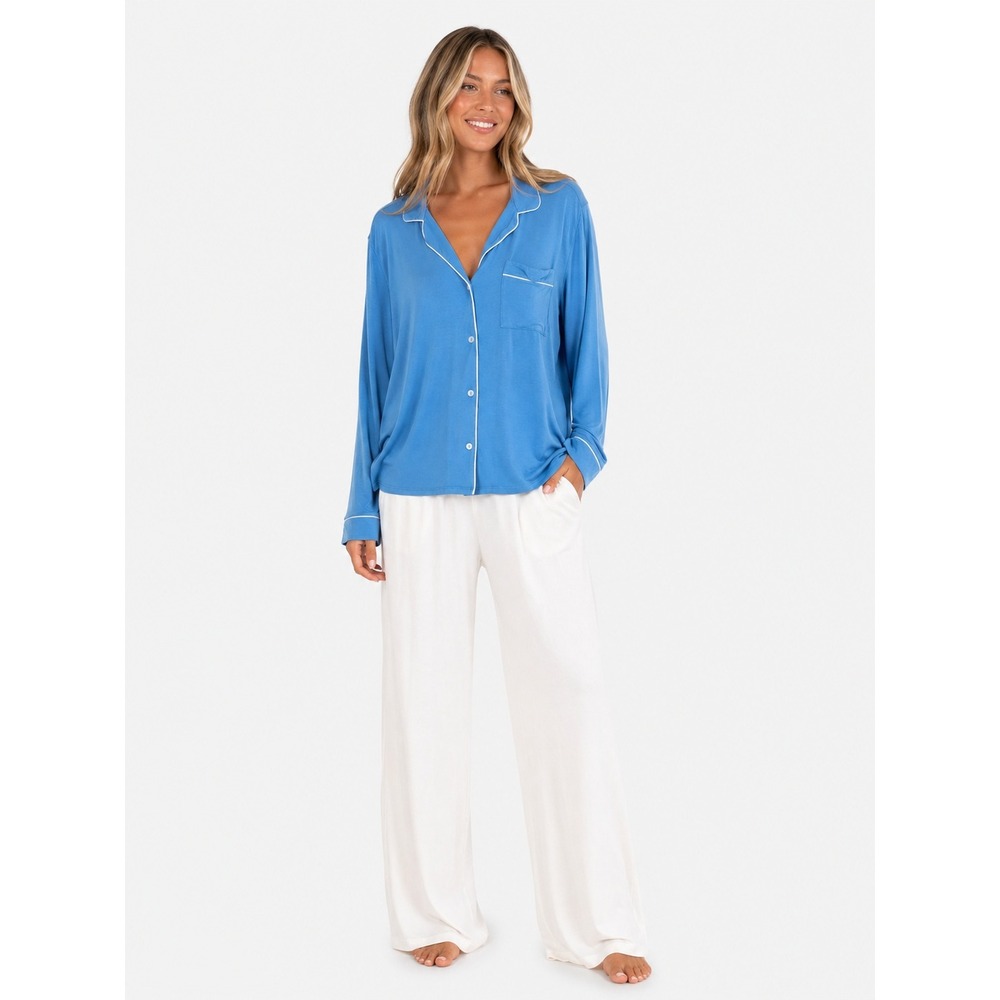 Eberjey Gisele Tencel Modal Button Down Pajama Top Blue Size M